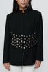 Black bandhgala jacket with 3D Silver embroidery & mirrorwork churidaar
