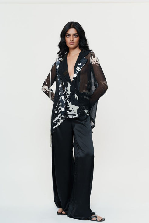 Black chiffon shirt with trouser pants