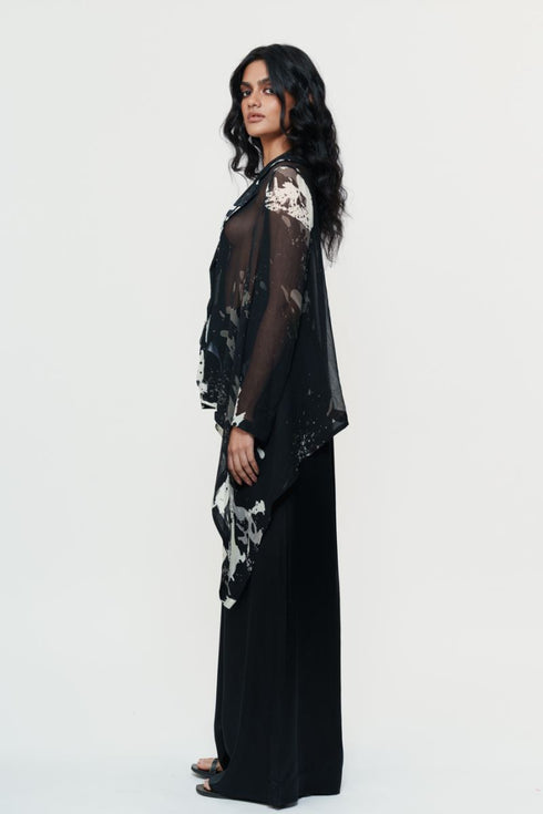 Black chiffon shirt with trouser pants