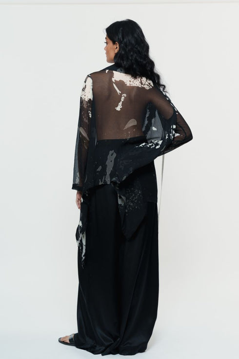 Black chiffon shirt with trouser pants