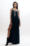 Black cord strap slip dress