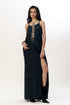 Black cord strap slip dress
