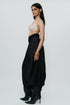 Black draped knotted skirt with cord waist