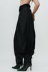 Black draped knotted skirt with cord waist