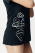 Black embroidered half sleeve t-shirt