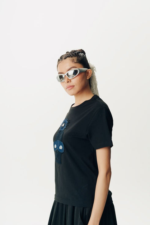 Black embroidered t-shirt