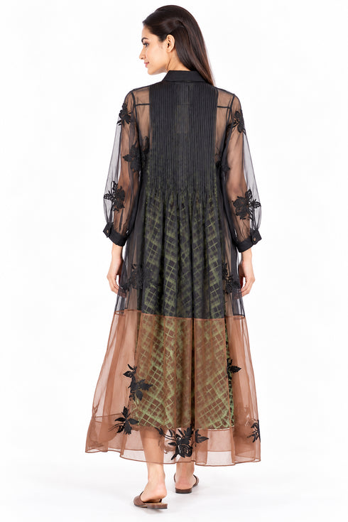 Black floral embroidered dress
