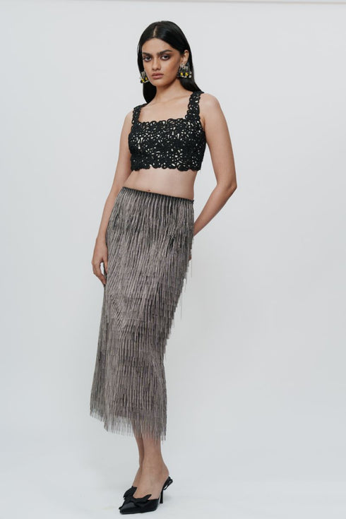 Black lace crop top