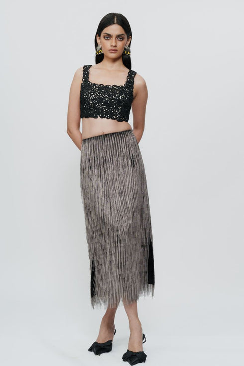 Black lace crop top