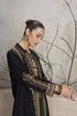 Black linen patch embroidered jacket