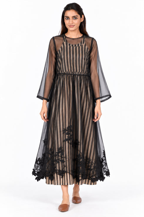Black organza silk dress