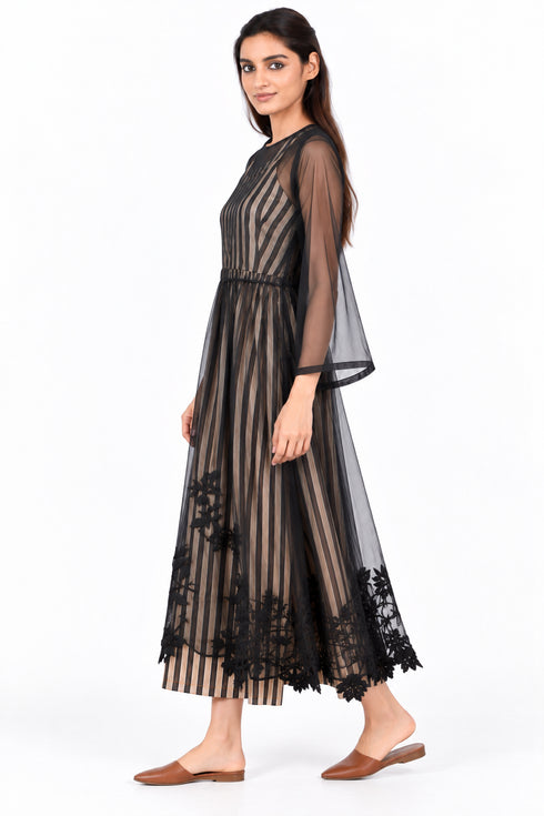 Black organza silk dress