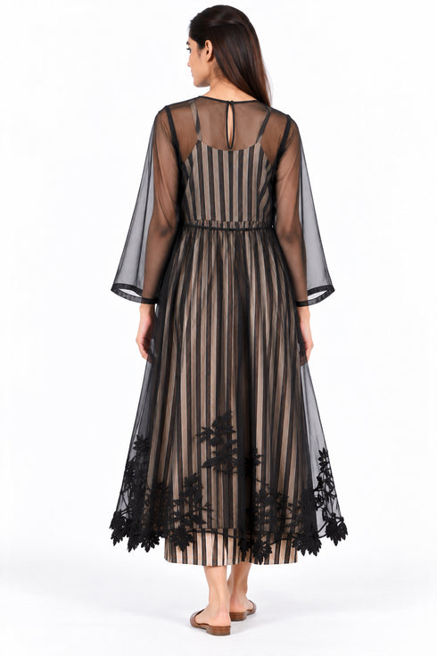 Black organza silk dress