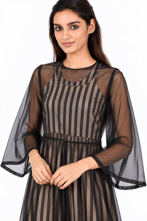 Black organza silk dress