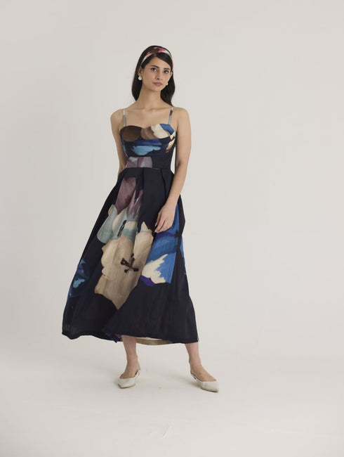 Black rocco cowl bralette dress