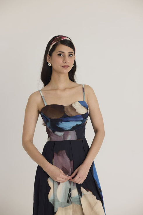 Black rocco cowl bralette dress