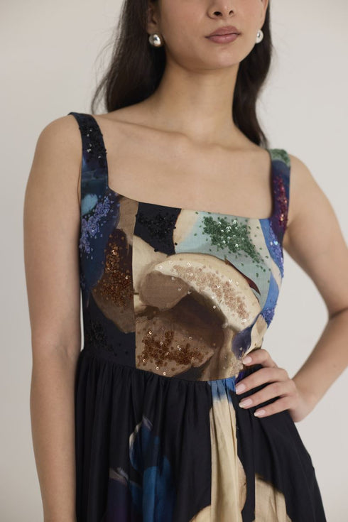 Black rocco embroidered dress