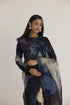 Black rocco half silk and half organza sari