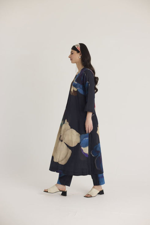 Black rocco long kurta set