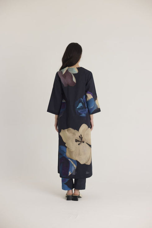 Black rocco long kurta set