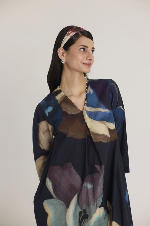 Black rocco long kurta set