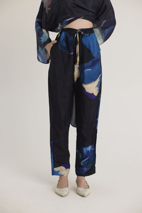 Black rocco silk kaftan set