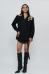 Black shirt dress with highlighted shoulder