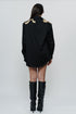 Black shirt dress with highlighted shoulder