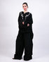 Black short boxy kurta with black flared pants