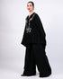 Black short boxy kurta with black flared pants