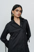 Black short shirt dress with string details