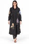 Black silk floral embroidered dress