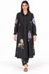 Black silk floral embroidered dress