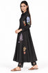Black silk floral embroidered dress