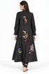 Black silk floral embroidered dress