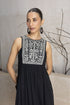 Black yoke cotton embroidered kurta