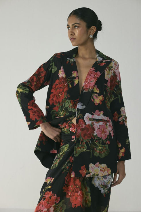 Bloody mary blazer and knotted skirt set