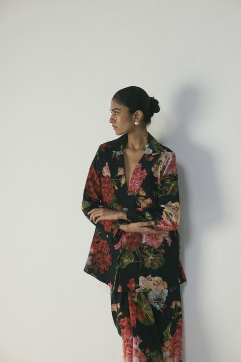 Bloody mary blazer and knotted skirt set