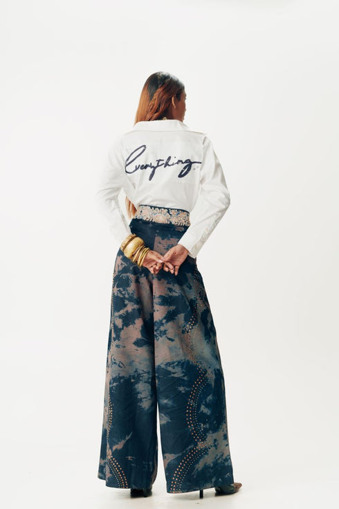 Blue and white shirt with trouser