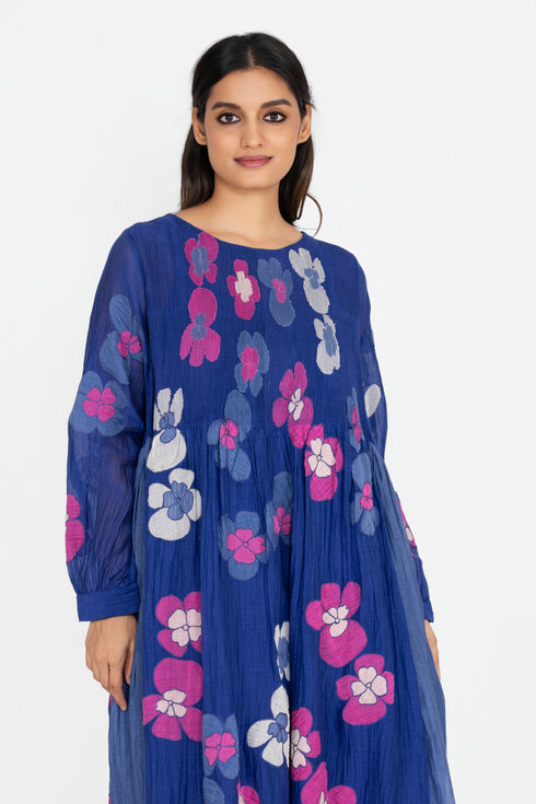 Blue applique dress