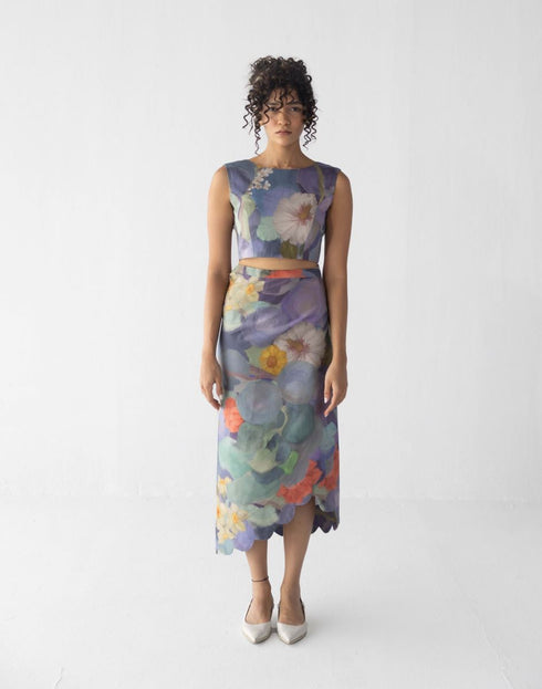 Blueberry scallop skirt and top