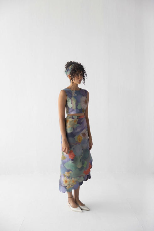 Blueberry scallop skirt and top