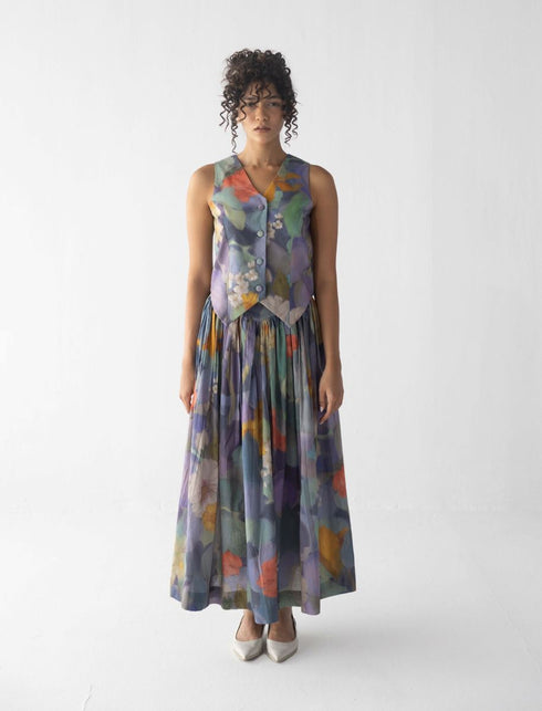 Blueberry waistcoat and skirt set