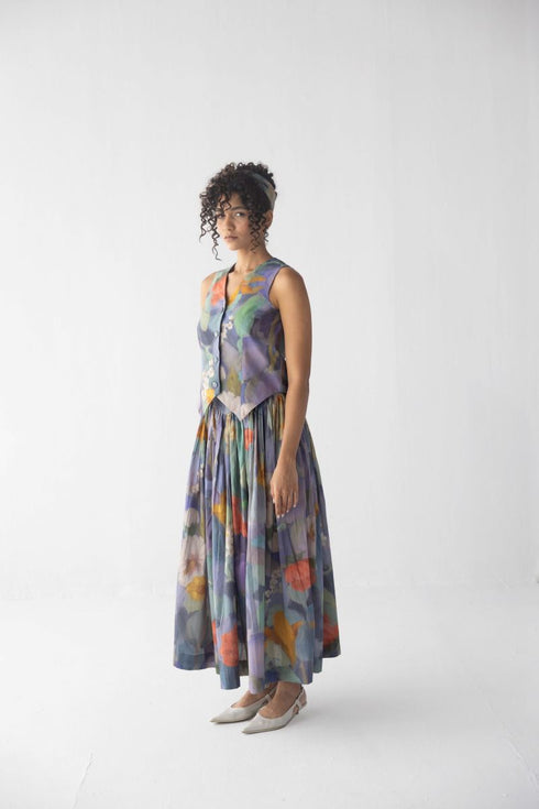 Blueberry waistcoat and skirt set