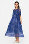 Blue floral applique dress