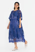 Blue floral applique dress
