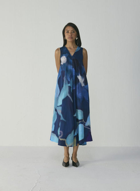 Blue lagoon V neck dress