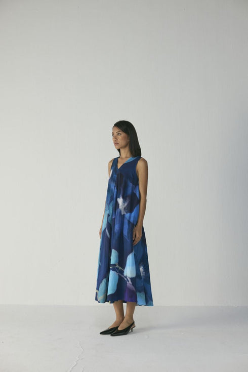 Blue lagoon V neck dress
