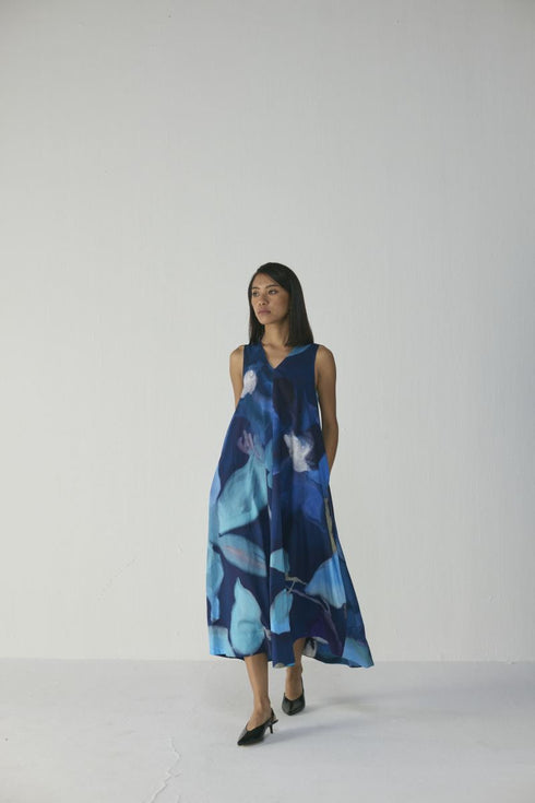 Blue lagoon V neck dress