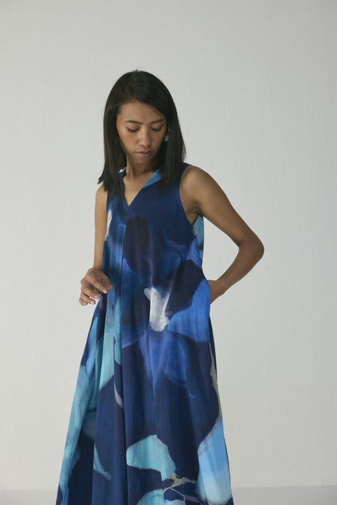 Blue lagoon V neck dress